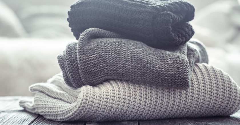 Stack of winter clothes